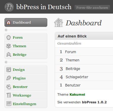 Screenshot bbPress in Deutsch
